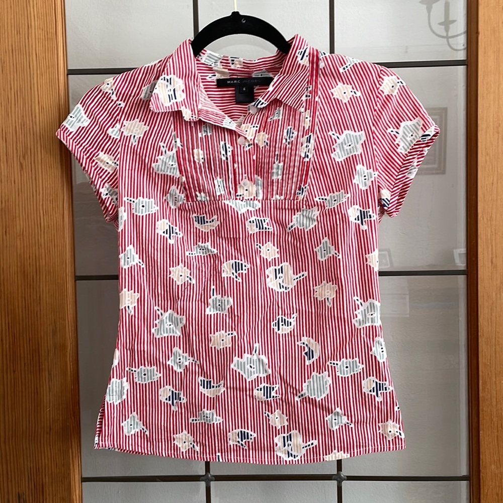 Marc Jacobs Preach Striped Floral Top - Size 4 European